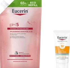 Eucerin pH5 Pflegendes Duschgel & Öl Nachfüllbeutel 400 ml + Eucerin Sun Gelcreme Oil Control 20 ml