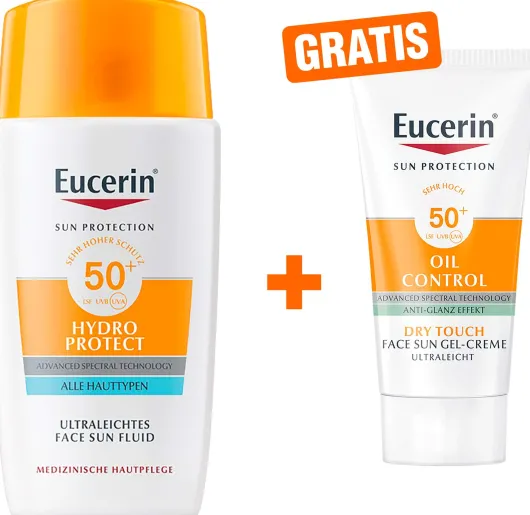 Eucerin Sun Hydro Protect Face Sun Fluid LSF 50+ 50 ml + gratis Sun Gel-Creme Oil Control 20 ml