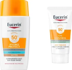 Eucerin Sun Hydro Protect Tinted mittel 50 ml + gratis Sun Gel-Creme Oil Control 20 ml