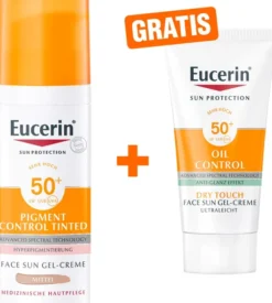 Eucerin Sun Pigment Control Face fluid Getönt (Mittel) LSF 50+ 50 ml + gratis Sun Gel-Creme Oil Control 20 ml