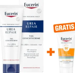 Eucerin UreaRepair Gesichtscreme Tag 5 % 50 ml + gratis Eucerin Sun Gel-Creme Oil Control 20 ml