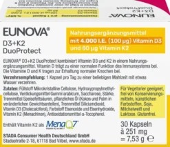 Eunova Duoprotect D3 + K2 4000 I.E. 30 Kapseln