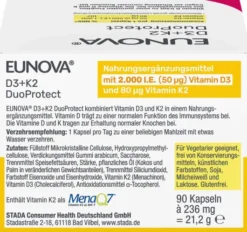 Eunova DuoProtect D3 + K2 2000 I.E. 2 x 90 Kapseln