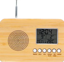 FM Digital Radio Wecker Bamboo mit Kalender und Temperaturanzeige, 1 Stück