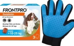 Frontpro 68 mg für Hunde 10-25 kg 3 Kautabletten + gratis Fellhandschuh