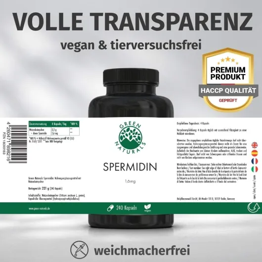 Green Naturals Spermidin 1,6 mg Vegan 240 Kapseln