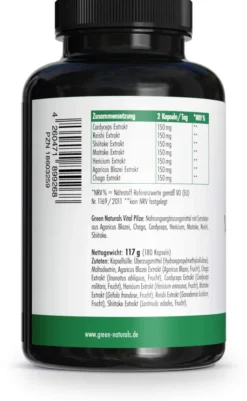Green Naturals Vital Pilze Cordyceps Reishi Vegan 180 Kapseln