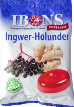 Ibons Ingwer Holunder O.Zucker Tüte Lutschbonbons 75g