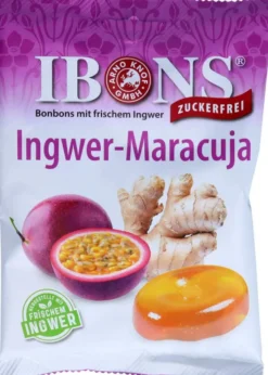 Ibons Ingwer Maracuja O.Zucker Tüte Lutschbonbons 75g