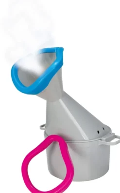 Inhalationstopf Premium grau, mit 2 Soft-Aufsätzen für Mund und Nase