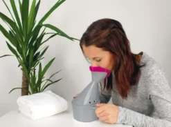 Inhalationstopf Premium grau, mit 2 Soft-Aufsätzen für Mund und Nase
