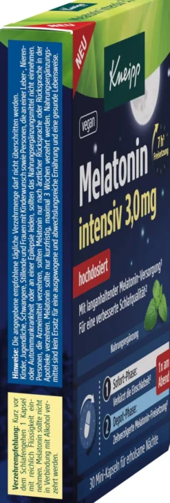 Kneipp Melatonin Intensiv 3,0 mg Hochdosiert 30 Kapseln
