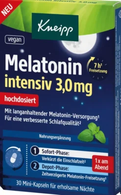 Kneipp Melatonin Intensiv 3,0 mg Hochdosiert 30 Kapseln