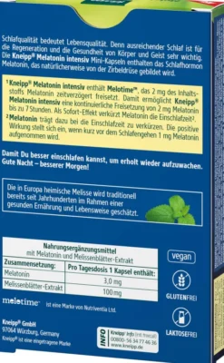 Kneipp Melatonin Intensiv 3,0 mg Hochdosiert 30 Kapseln