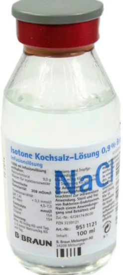 Kochsalzlösung 0,9% Glasflasche 100 ml Infusionslösung