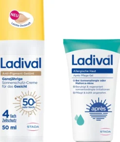 Ladival Anti-Pigment Sonnenschutz-Creme getönt LSF 50+ 50 ml + gratis Ladival allergische Haut Apres Pflege-Gel 50 ml