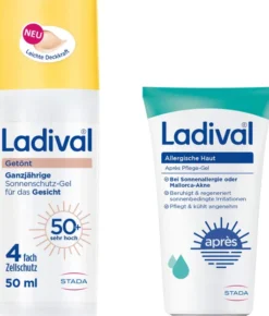 Ladival Sonnenschutz-Gel getönt LSF 50+ 50 ml + gratis Ladival allergische Haut Apres Pflege-Gel 50 ml