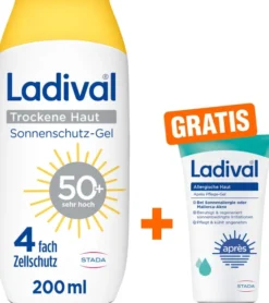 Ladival trockene Haut Sonnenschutz-Lotion LSF 50+ 200 ml + gratis Ladival allergische Haut Apres Pflege-Gel 50 ml