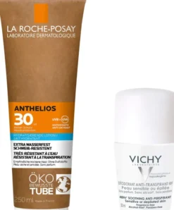 La Roche Posay Anthelios Milch LSF 30 Papp Tube 250 ml + gratis Vichy Deo Roll-on Anti Flecken 48h 50 ml