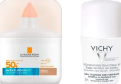 La Roche Posay Anthelios UV Air Serum LSF 50+ Getönt mittel 50 ml + gratis Vichy Deo Roll-on Anti Flecken 48h 50 ml