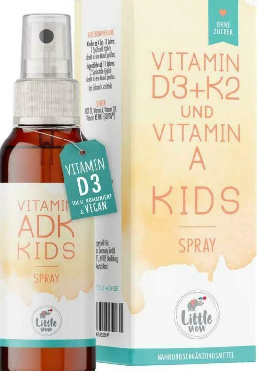 Little Wow Vitamin Adk Kids D3 K2 A Kids Veganes Spray 25 ml