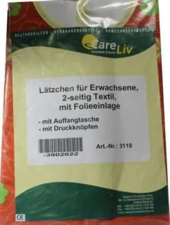 Lätzchen Erwachsene Mit Tasche 2-Seitig Mit Folie und Druckknopf