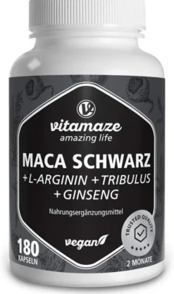 Maca Schwarz + Tribulus + Ginseng Komplex 180 Kapseln