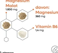 Magnesium Malat 1800 mg + Vitamin B6 180 Kapseln