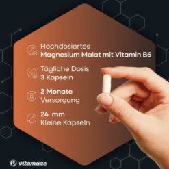 Magnesium Malat 1800 mg + Vitamin B6 180 Kapseln