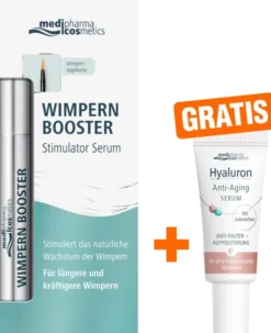 medipharma cosmetics Wimpern Booster Stimulator Serum 2,7 ml Konzentrat + gratis Hyaluron Anti - Aging Serum 5 ml