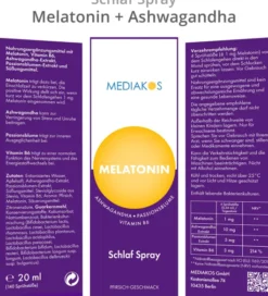 Melatonin Ashwagandha Mediakos Schlaf Spray Vegan 20ml