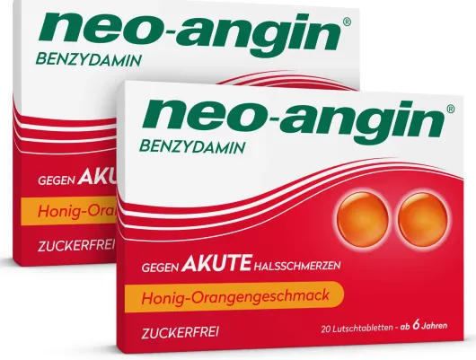 Neo angin Benzydamin Honig-Orange 2 x 20 Lutschtabletten