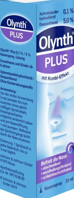 Olynth Plus 0,1 % und 5 % für Erwachsene Nasenspray o.K. 10 ml