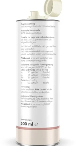 Pha Lachsöl Für Hunde, Katzen und Pferde 500 ml