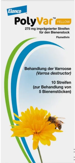 Polyvar Yellow 275 mg imprägnierter Streifen für den Bienenstock 10 Streifen