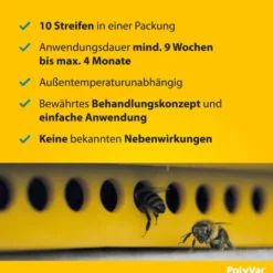 Polyvar Yellow 275 mg imprägnierter Streifen für den Bienenstock 10 Streifen