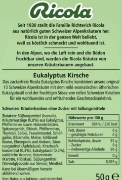 Ricola Eukalyptus Kirsche - Schweizer Hustenbonbons 50 G Bonbons