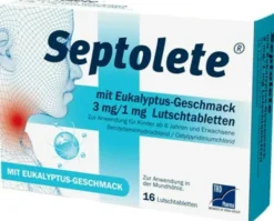 Septolete 3 mg + 1 mg 16 Lutschtabletten mit Eukalyptus-Geschmack