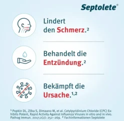 Septolete 3 mg + 1 mg 16 Lutschtabletten mit Eukalyptus-Geschmack