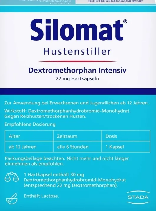 Silomat Hustenstiller Dextromethorphan Intensiv 12 Hartkapseln