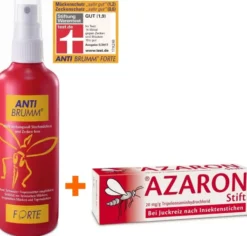 Sparset Insektenschutz Anti Brumm forte 150 ml + Azaron Stift 1 Set