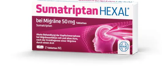 Sumatriptan Hexal bei Migräne 50 mg 2 Tabletten