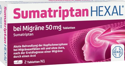 Sumatriptan Hexal bei Migräne 50 mg 2 Tabletten