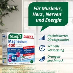 Taxofit Magnesium 400 + B1 + B6 + B12 + Folsäure 800 µg 20 Portionen