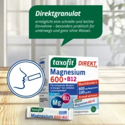 Taxofit Magnesium 600+ B12 Direkt Granulat 20 Sticks