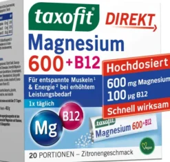 Taxofit Magnesium 600+ B12 Direkt Granulat 20 Sticks