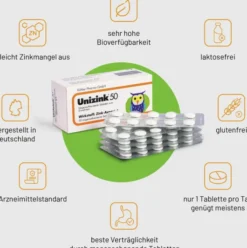 Unizink 50 magensaftresistente Tabletten 50 Stück