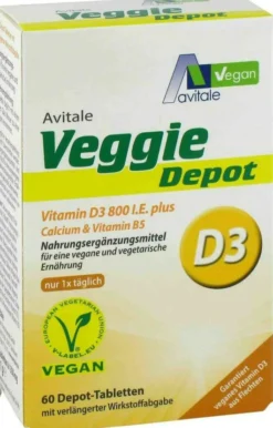 Veggie Depot Vitamin D3 800 I.E. Plus Calcium Plus B5 60 Tabletten