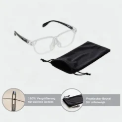 Vergrößerungsbrille schwarz inkl. Aufbewahrungsbeutel 160 % Vergrößerung