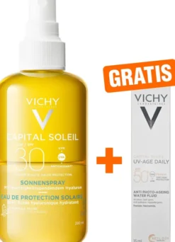 Vichy Capital Soleil Sonnenspray mit Hyaluron LSF30 200 ml + gratis Vichy Capital Soleil UV-Age Daily LSF 50+ 15 ml